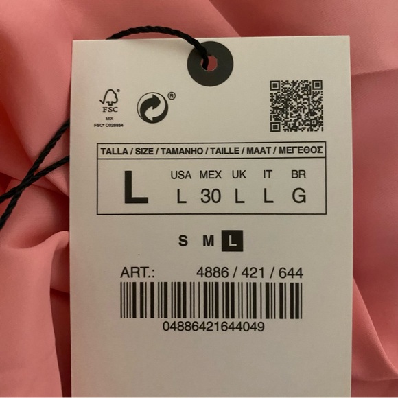 Zara Satin Effect Buttoned Dress Size Large - Picture 7 of 7